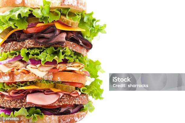 Half A Dagwood Stock Photo - Download Image Now - Sandwich, Stack, White Background