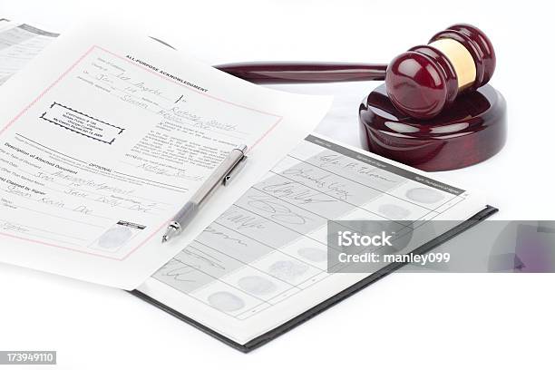 Notary Documents And Gavel Stock Photo - Download Image Now - Shorthand, Gavel, Gratitude