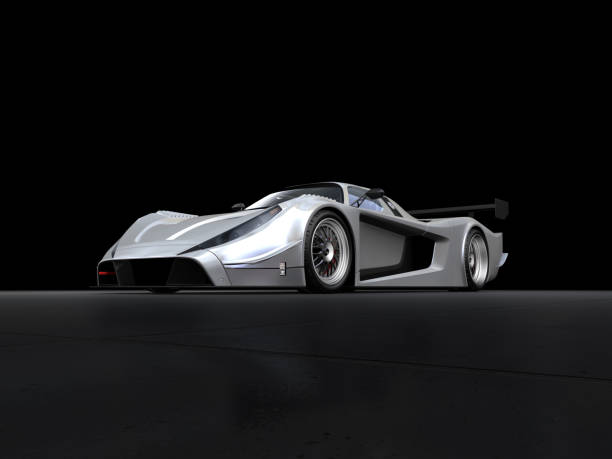 istock Silver sport car on black background 173949233