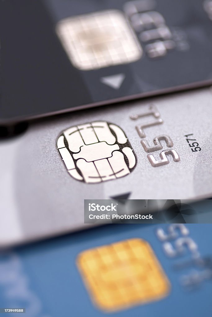 Three colors of credit cards - Macro shot Credit Card Stock Photo