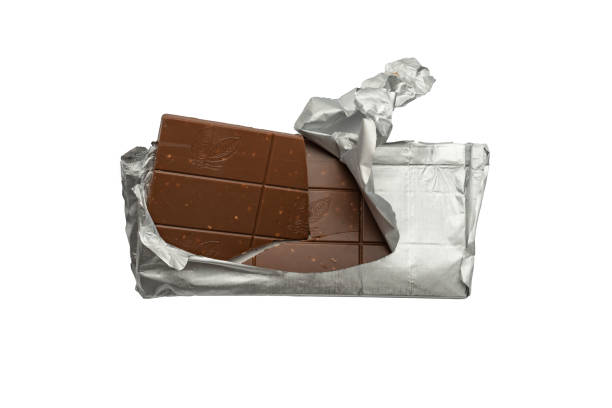 istock Chocolate wrapped in foil, clipping path, isolated on white background. 1739496206