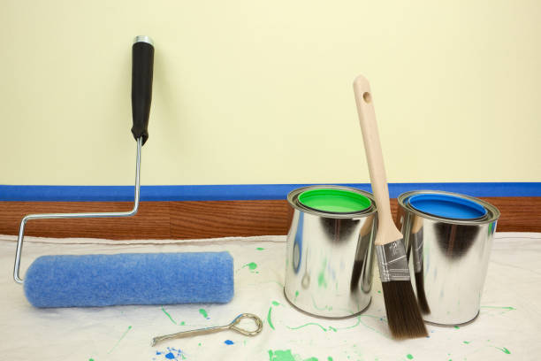 istock Blue and Green Paint with Paintbrush 173949733
