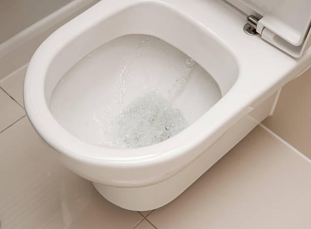 flushing toilet stock photo