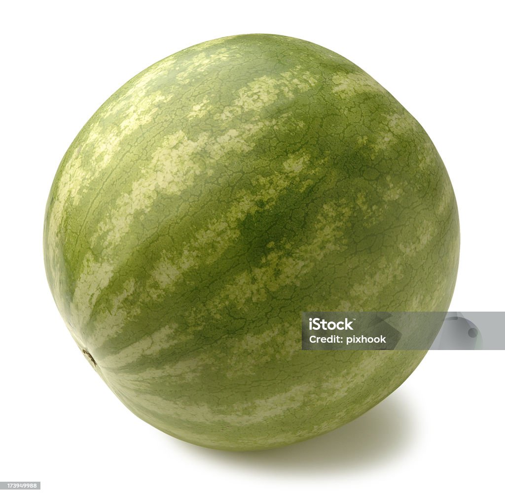 Watermelon with Path Round Watermelon on White with clipping path included. Circle Stock Photo