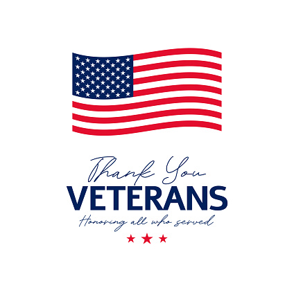 Thank You Veterans card. Veterans Day. Honoring all who served. Vector illustration. EPS10