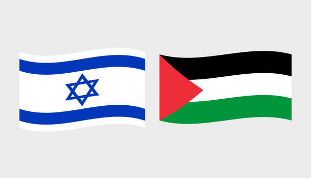 Palestine and Israel waving flag. Vector Palestine and Israel waving flag. Vector illustration. EPS10 palestinian flag stock illustrations