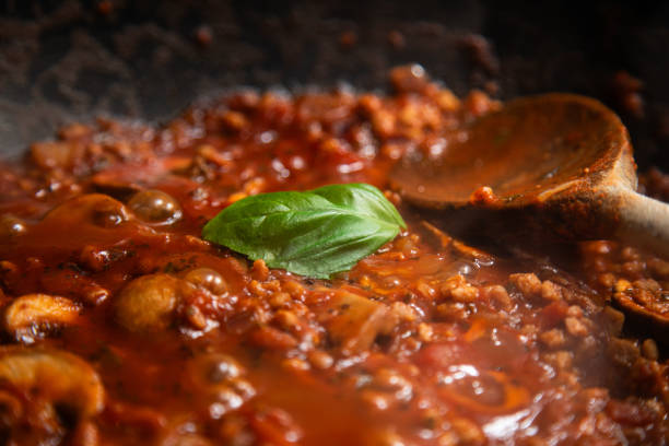 A selection of images of cooking a Spaghetti Bolognaise