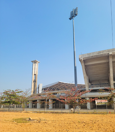 Side view of zimpeto National stadium in Maputo , Mozambique southern of africa with a modern industrial architecture