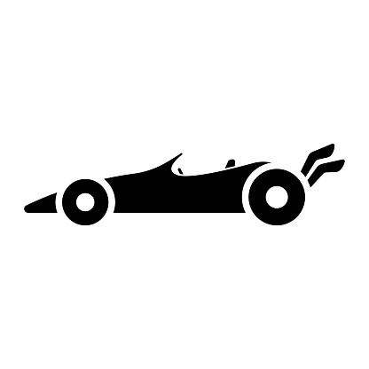 Sports racing car icon. Black silhouette. Side view. Vector simple flat graphic illustration. Isolated object on a white background. Isolate.