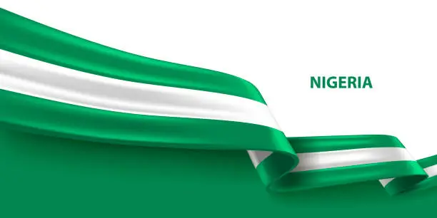 Vector illustration of Nigeria 3D Ribbon Flag