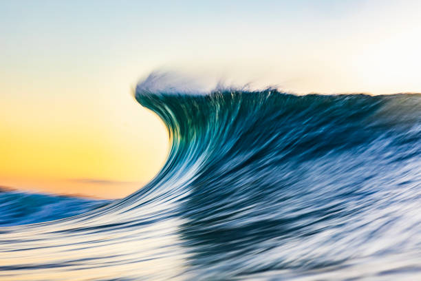 istock Smooth wave forming in the ocean with warm back lit morning light shot with slow shutter technique for motion blur 1739530762