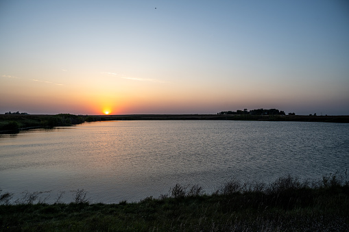 Sunset over a small pond