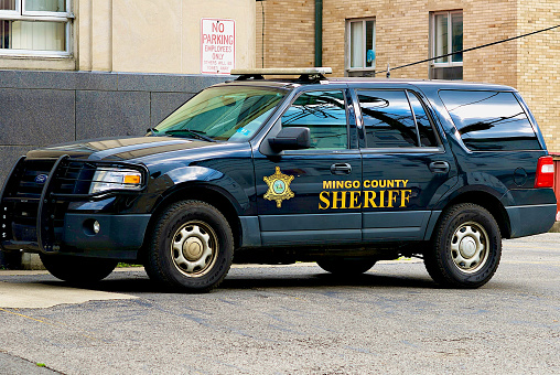 Copper Center, Alaska - August 11, 2018: An Alaska State Troopers police SUV vehicle is parked outside of a store. These police cars patrol Alaska, particularly in rural areas without its own police force