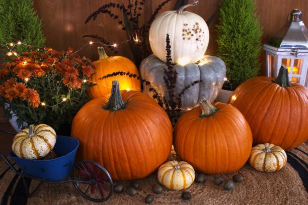 istock Interior, exterior fall season decoration 1739615355