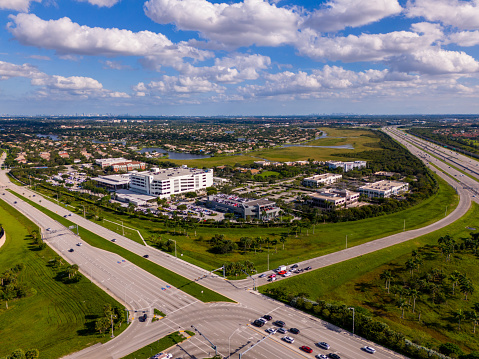 Pembroke Pines, FL, USA - October 15, 2023: Aerial photo Audi and BMW Dealerships