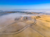 Foggy landscape in Val d'Orcia, Tuscany