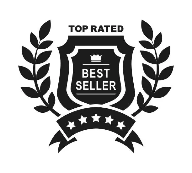 Vector illustration of Top Rated Best Seller Award Emblem - cut out vector icon