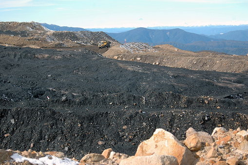 High grade coal seam on Mt Frederick at Stockton Coal Mine, West Coast, South Island, New Zealand