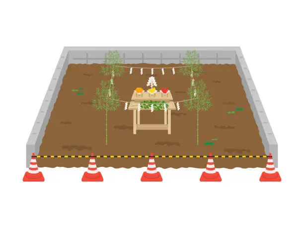 Vector illustration of Illustration of land groundbreaking ceremony.