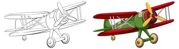 Vector illustration of Cute vintage aircraft cartoon