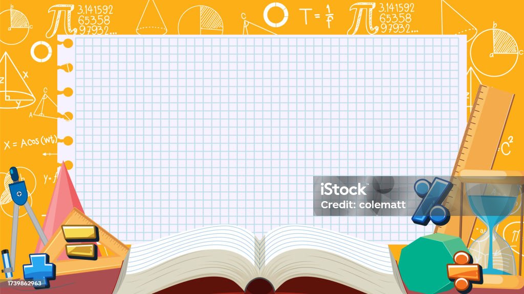Math Tools Notebook With Blank Background Banner Stock Illustration ...