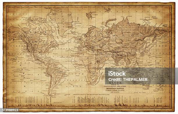 Map Of The World 1867 Stock Illustration - Download Image Now - Old, World Map, Map