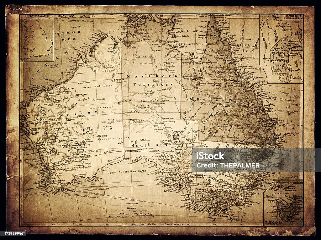 O mapa da Austrália - Ilustração de Antigo royalty-free