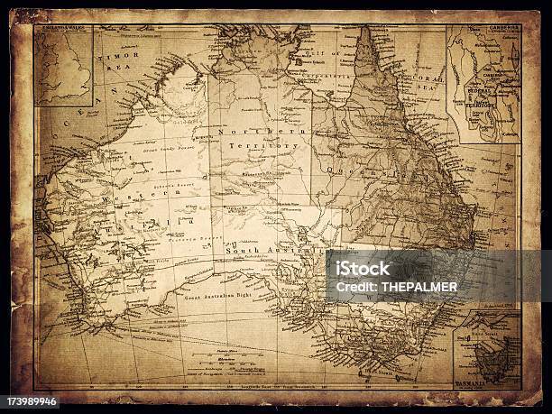 Vetores de O Mapa Da Austrália e mais imagens de Antigo - Antigo, Austrália, Cartografia