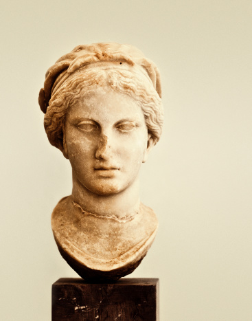 head of a young lady from the House of Dionysos, Delos island - Greece