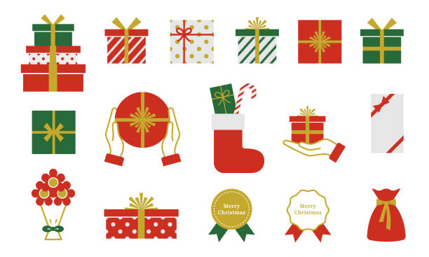 Christmas Gift Set of illustrations for Christmas gifts christmas present stock illustrations