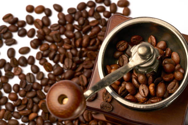 istock Black coffee and coffee beans on white background 1739975900