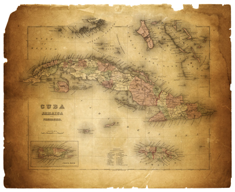 an old map of cuba and puerto rico 1855