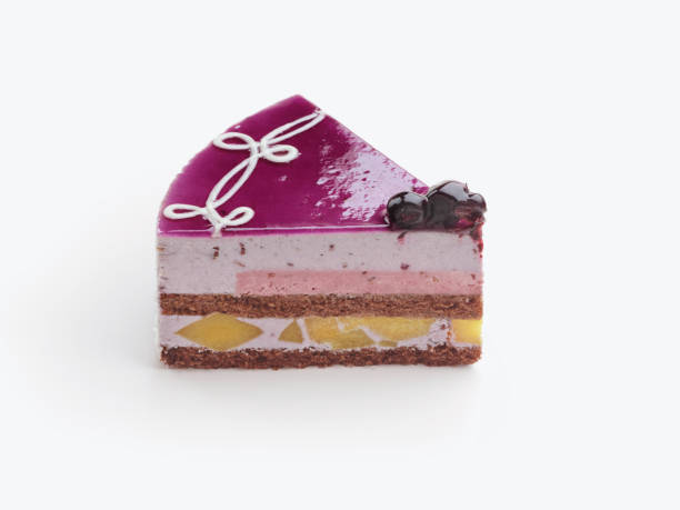 cherry cake top shot, back on white background