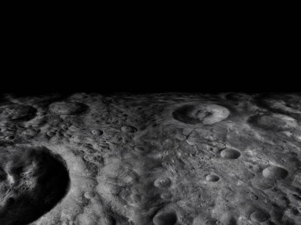 istock Relief of the moon with craters, lunar landscape. 1740126019