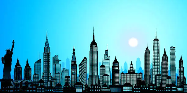 Vector illustration of New York City Skyline (All Buildings Are Moveable and Complete)