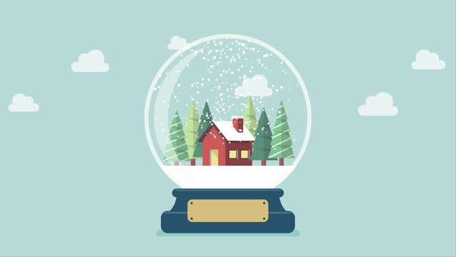 Christmas glass ball with winter house