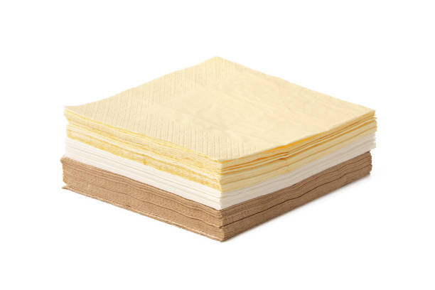 istock Beige paper napkins on white background studio shot 1740180973