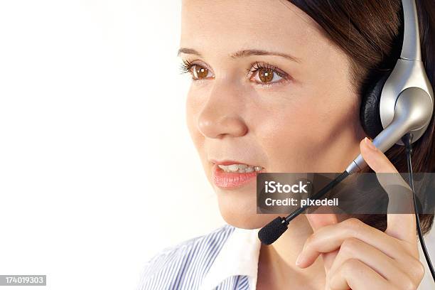 Customer Support Girl With Headset Stock Photo - Download Image Now - 20-24 Years, Adult, Assistance