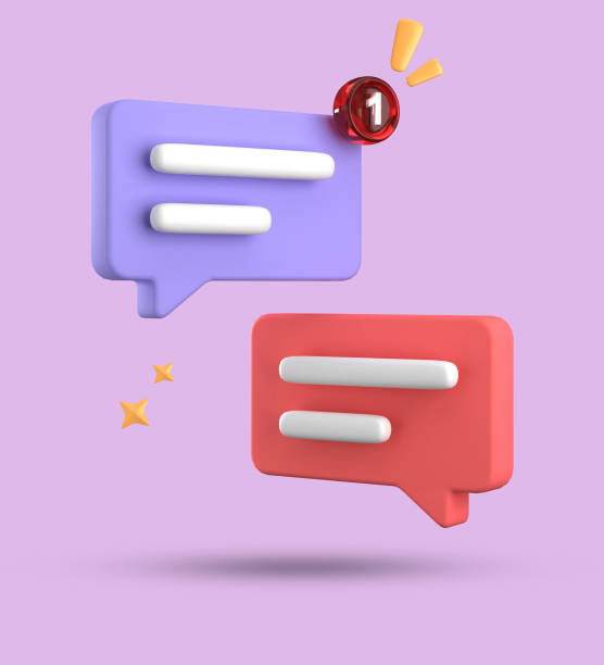 istock 3d rendering of speech bubble, 3D pastel chat icon set. Set of 3d speak bubble. 1740194900