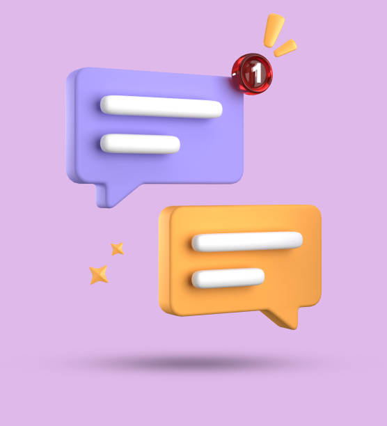 istock 3d rendering of speech bubble, 3D pastel chat icon set. Set of 3d speak bubble. 1740196030