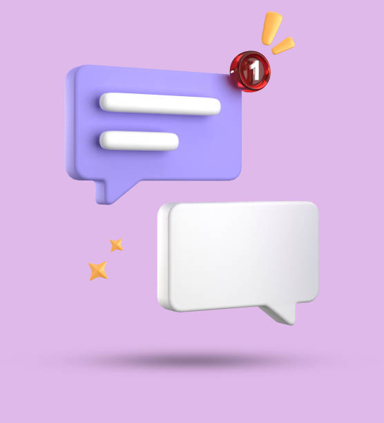 istock 3d rendering of speech bubble, 3D pastel chat icon set. Set of 3d speak bubble. 1740196051