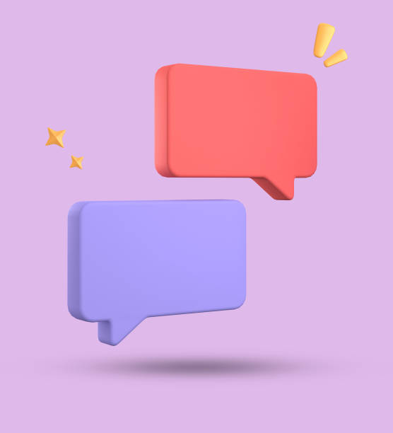 istock 3d rendering of speech bubble, 3D pastel chat icon set. Set of 3d speak bubble. 1740196589