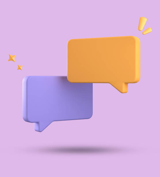 istock 3d rendering of speech bubble, 3D pastel chat icon set. Set of 3d speak bubble. 1740197160