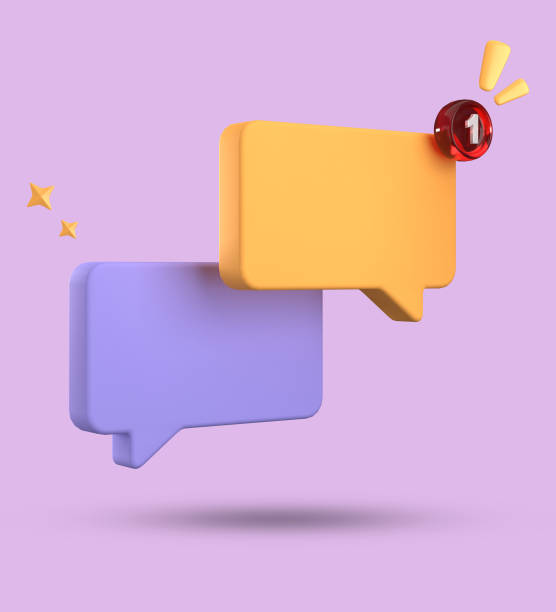 istock 3d rendering of speech bubble, 3D pastel chat icon set. Set of 3d speak bubble. 1740198740