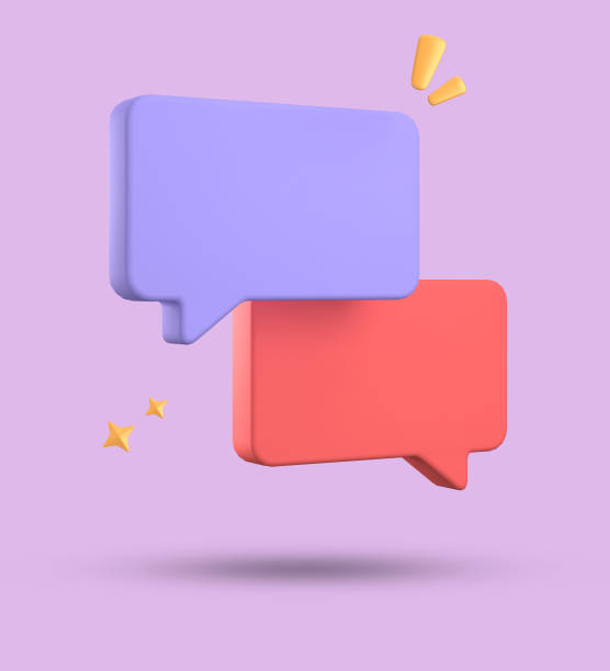 istock 3d rendering of speech bubble, 3D pastel chat icon set. Set of 3d speak bubble. 1740198756