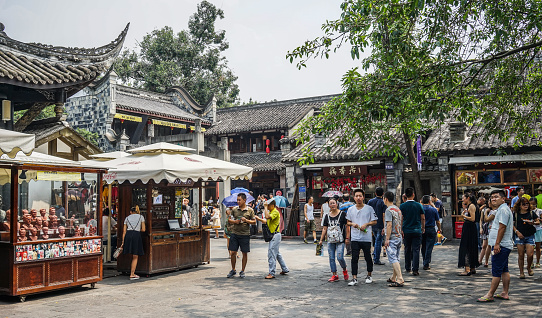 Chengdu, China - Aug 20, 2016. People visit old town in Chengdu, China. Chengdu is the capital of southwestern China Sichuan province.