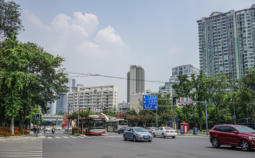 Chengdu, China - Aug 20, 2016. Street of Chengdu, China. Chengdu is one of the three most populous cities in Western China (the other two are Chongqing and Xian).