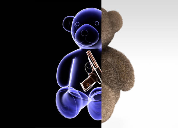 Xray scan of the hidden gun inside the toy at the airport security check. / You can see the animation movie of this image from my iStock video portfolio. Video number: 1731501817