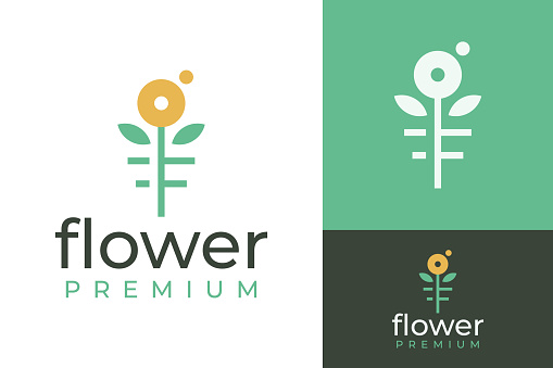 istock Creative Sun Flower Blossom Leaf Leaves Fence Nature Natural Flourish Garden Logo Design Branding Template 1740281224