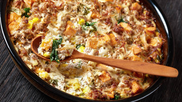 istock Sausage Hash Brown Breakfast Casserole, top view 1740282337